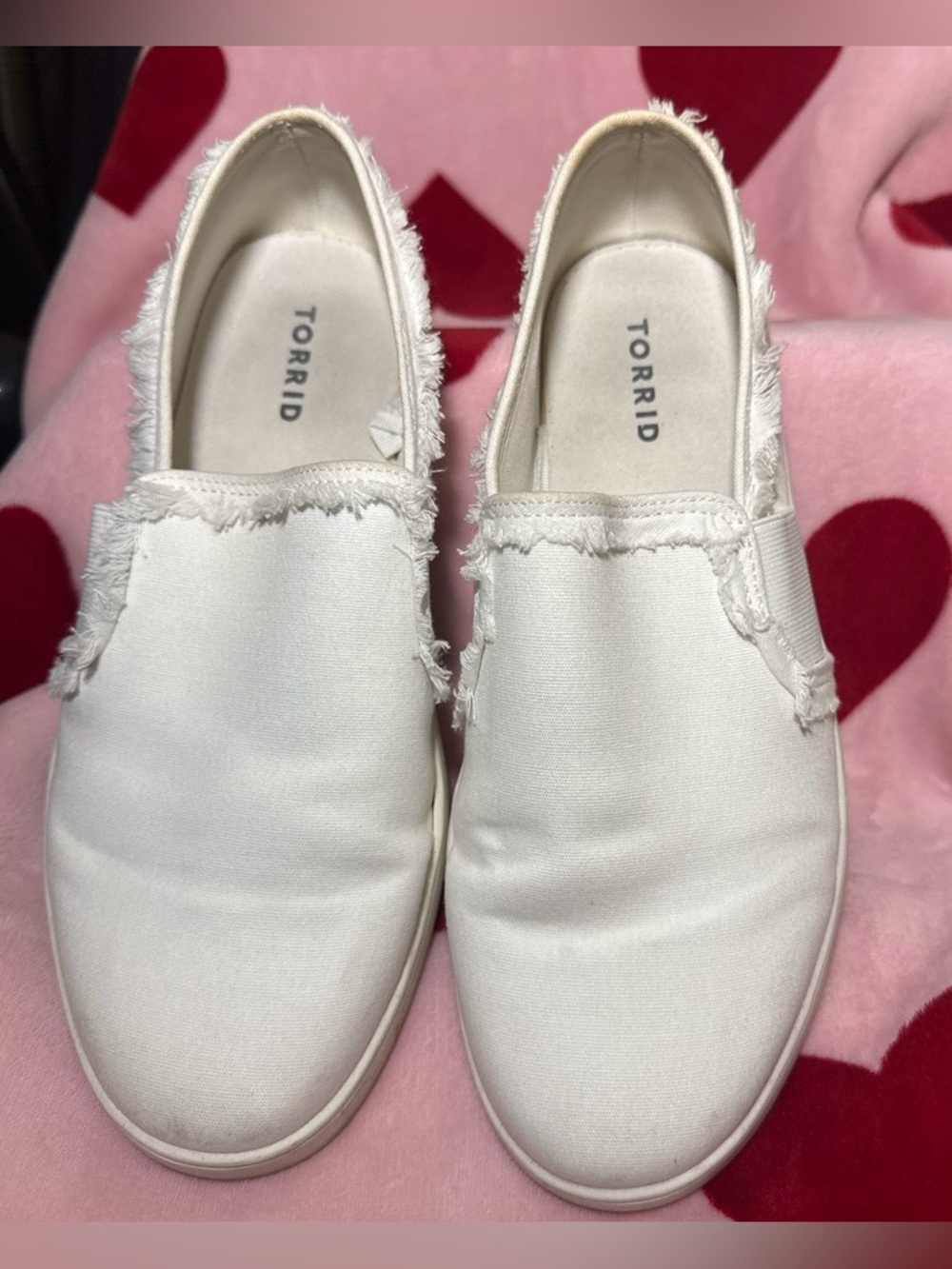 Well-Loved Torrid Frayed Slip-On Sneakers Size: 10WW
